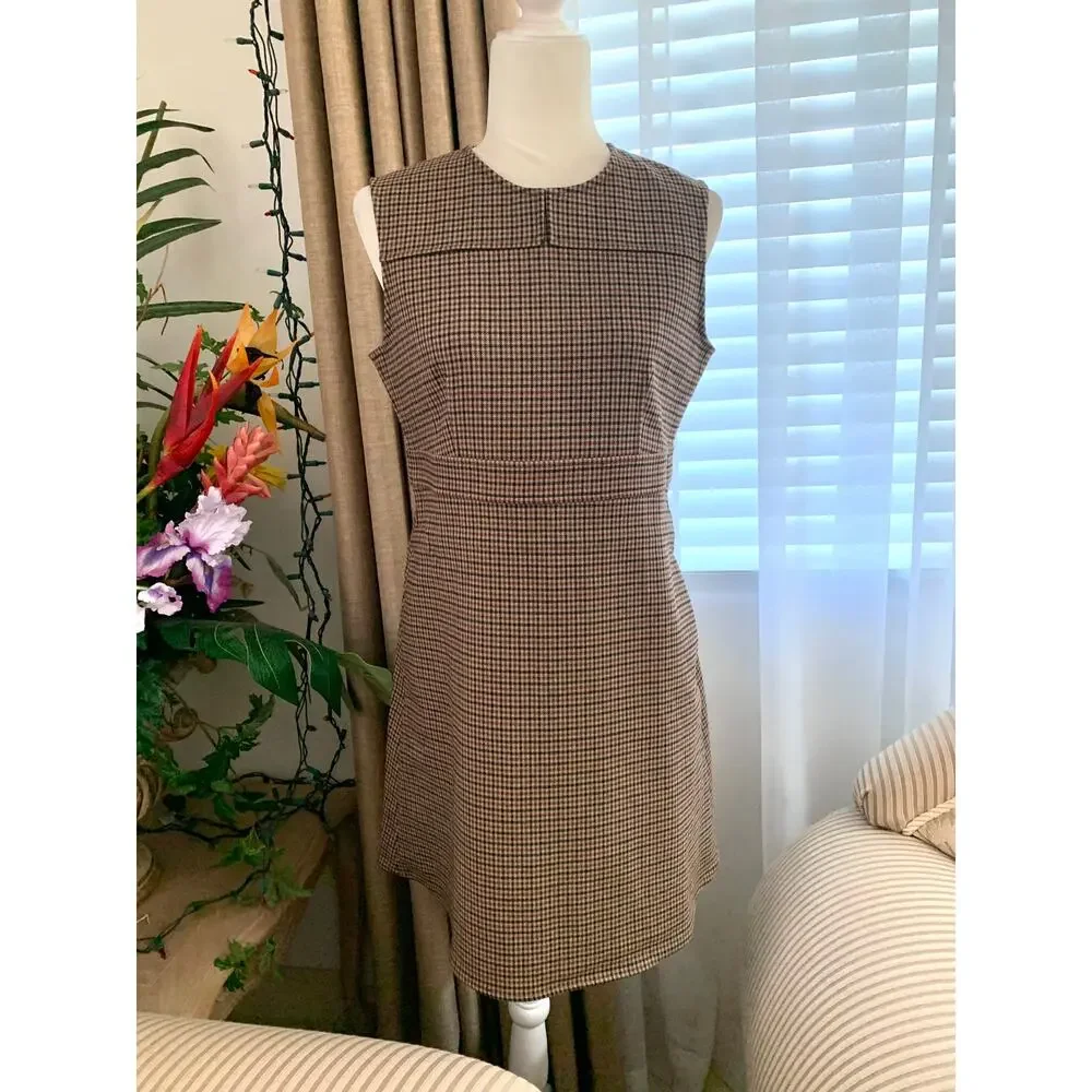 Uniqlo Double Face Mini Dress in Brown Check